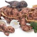 6 Pcs Bearded Dragon Lizard Stuffed Animal, Large Yellow Iguana Plush Toy 28" with 3 Babies, Reptile Gift Set for Boys Girls Kids