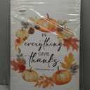 TLESKE Fall Christian Thanksgiving Pumpkins Wall Art Decor, Rustic Autumn Canvas Wall Art Prints for Farmhouse Living Room Bedroom, In Everything Give Thanks Wall Artwork Picture Painting Framed, 11x14