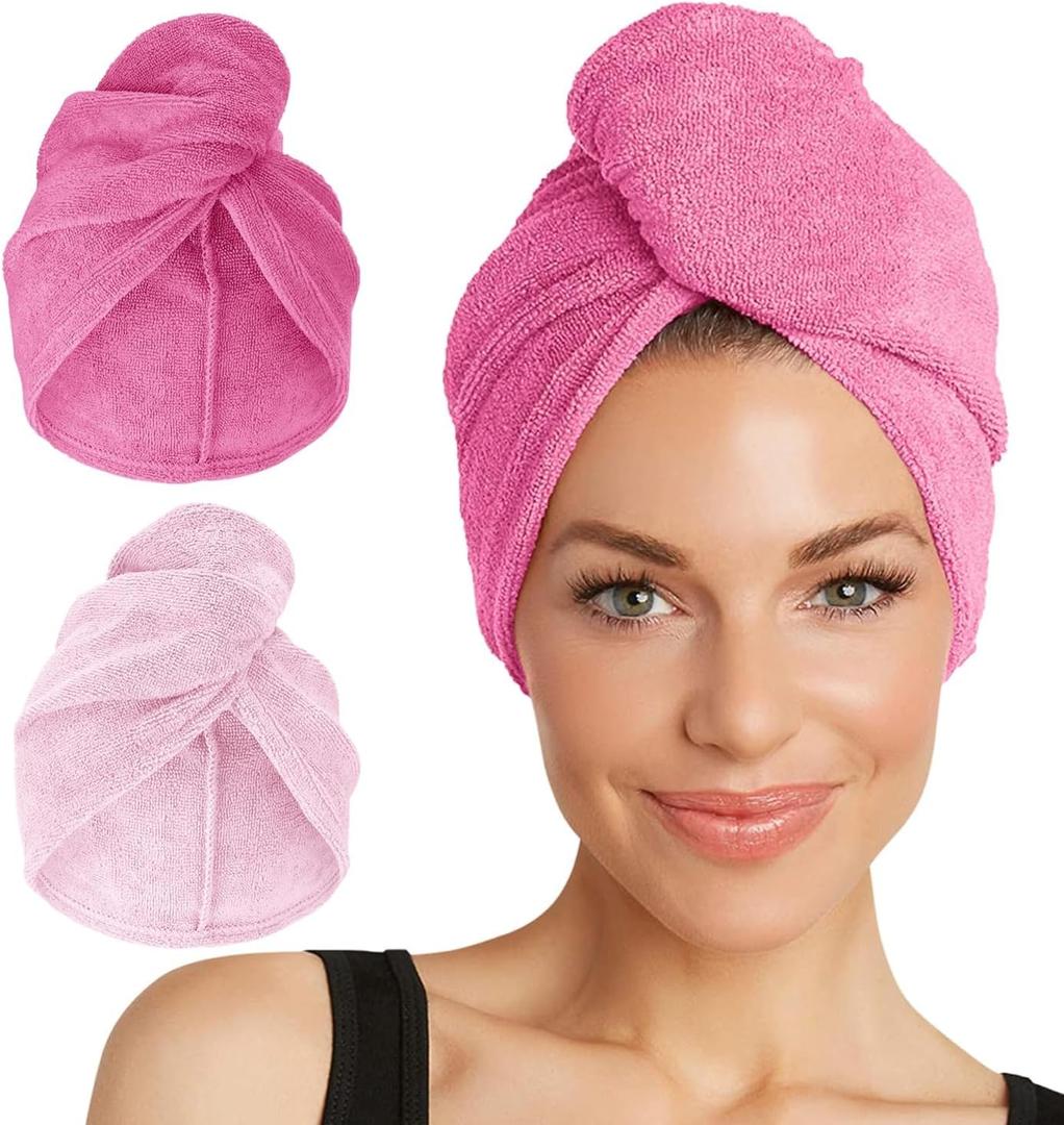 Turbie Twist 2Pack Microfiber Hair Towel for Beauty, Travel, Gifting  Hair Wrap Turban for Straight, Wavy & Curly Hair  Premium Hair Care  Dark Pink & Light Pink