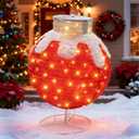 Outdoor Pop-Up Christmas Balls Lighted, Christmas Ornament Set  Holiday Ball Decorations with 60 LED Lights, Collapsible Light Up Hanging Lantern Ball for Home, Yard, Lawn Decor-Red