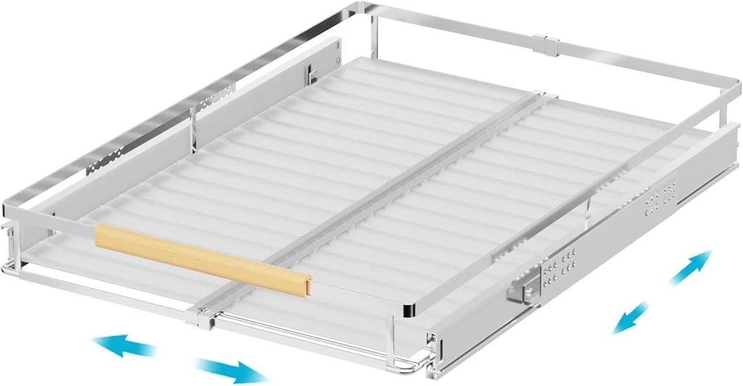 iPEGTOP Pull Out Cabinet Drawer Shelf Organizer, Extendable Sliding Slide Out Pantry Shelves Storage Heavy Duty for Kitchen Cabinets Under Sink, Adjustable Width 12.3~18.1" W x 22.5" D