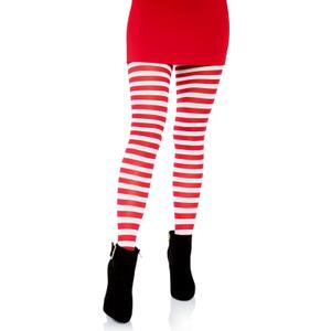 Leg Avenue Women's Nylon Striped Tights (White/Red)