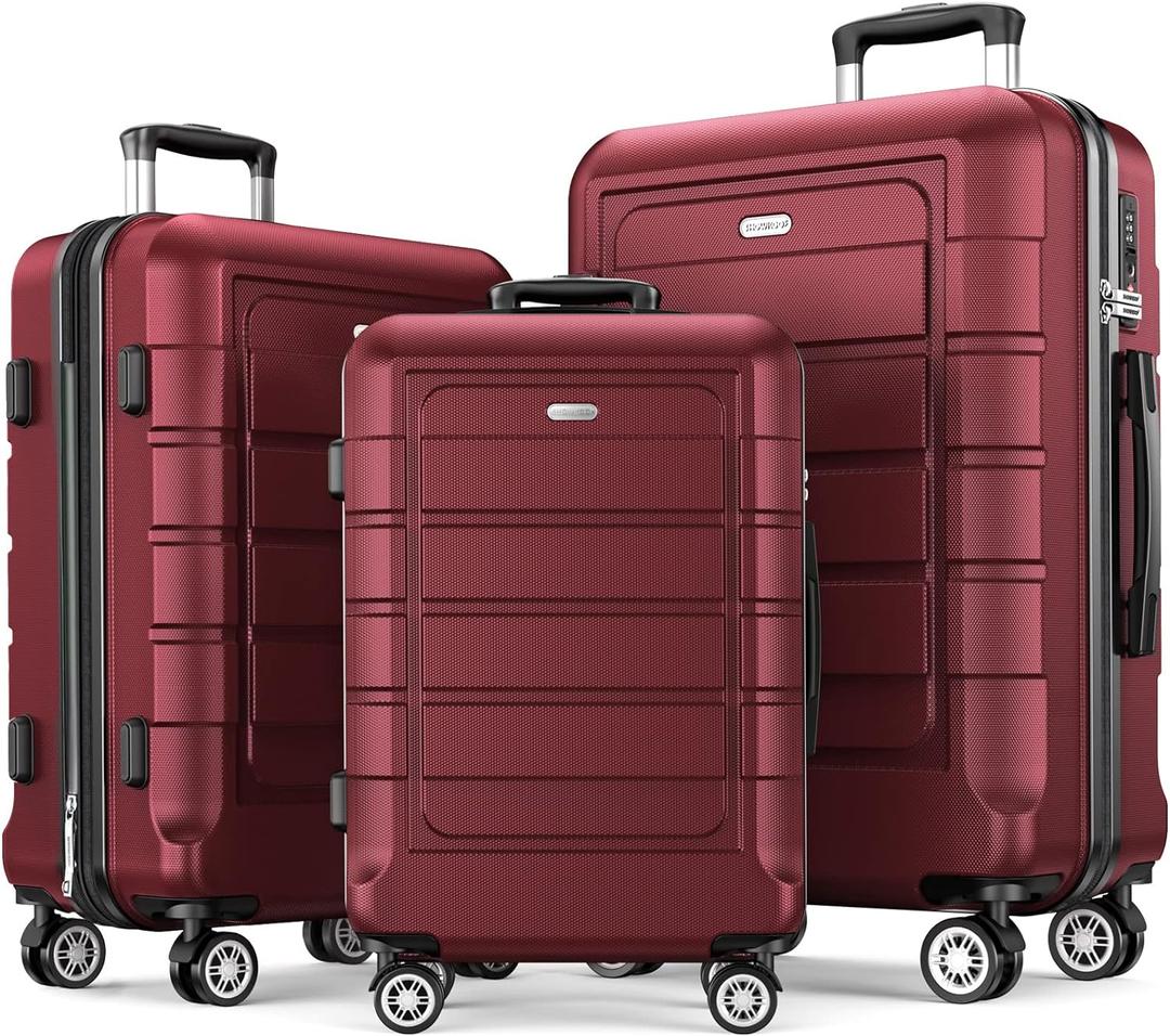 SHOWKOO Travel, Red, 20in24in28in | Luggage Sets