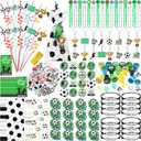 229 Pcs Soccer Party Favors with Ball Bracelets Mini Pinball Mini Bubble Wands Straws Keychains Badges Stickers Stamps Gift Bags Tags for Birthday Themed Party Sport Supplies