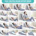 Wedge Pillow for Sleeping, Orthopedic Bed Wedge Pillow Set, 15-in-1 Adjustable Memory Foam Wedge Pillow Post Surgery, 9 &16 & 20 inch Height 3-in-1 Incline Pillows Wedges for Acid Reflux/Snoring