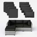 9 Pcs Outdoor Patio Cushions Covers Replacement Waterproof with Zipper for 5 Pcs Patio Furniture Set, Covers Only