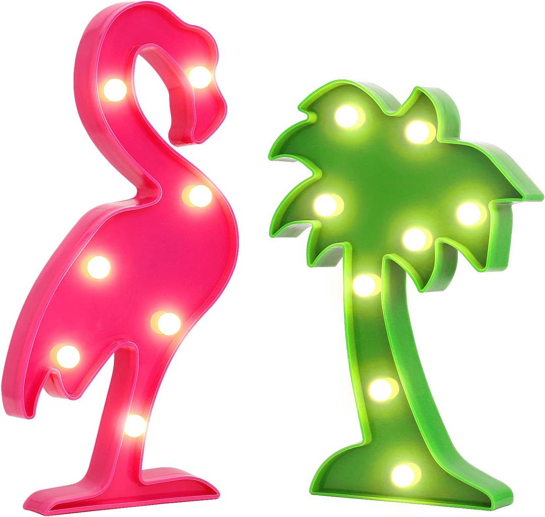 AceList Tropical Luau Party Supplies Flamingos Palm Trees Sign Light for Hawaiian Themed Party Decoration Birthday Bedroom Wall Decor Table Centerpieces