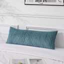 UGASA 14x36 Inch Pillow Cover Pack of 1 Soft Boho Stripe Corduroy Large Long Rectangle Lumbar Cushion Case Farmhouse Decorative Throw Pilowcase for Bed, Couch, Sofa, Bedroom, Living Room, Blue Grey