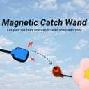Magnetic Catch Wand (Max 40") Cat Toy  Interactive Telescoping Wand for Indoor Cats and Kittens, Magnetic Easy Catch & Release, Durable Enrichment Toy with 3 Lures (Cyan)