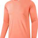 Men's UPF 30+ Shirts Long Sleeve T-Shirt Runing Sun Shirt Moisture Wicking Top (Orange)