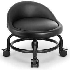 Rolling Stool with Backrest Low Height Rolling Stools, Low Roller Stool Chair, Roller Seats for Home, Office, Garage, Shop, Library