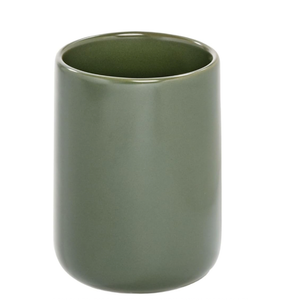 iDesign Ceramic Bathroom Tumbler for Countertop or Vanity Storage - Set of 1 Moss Green