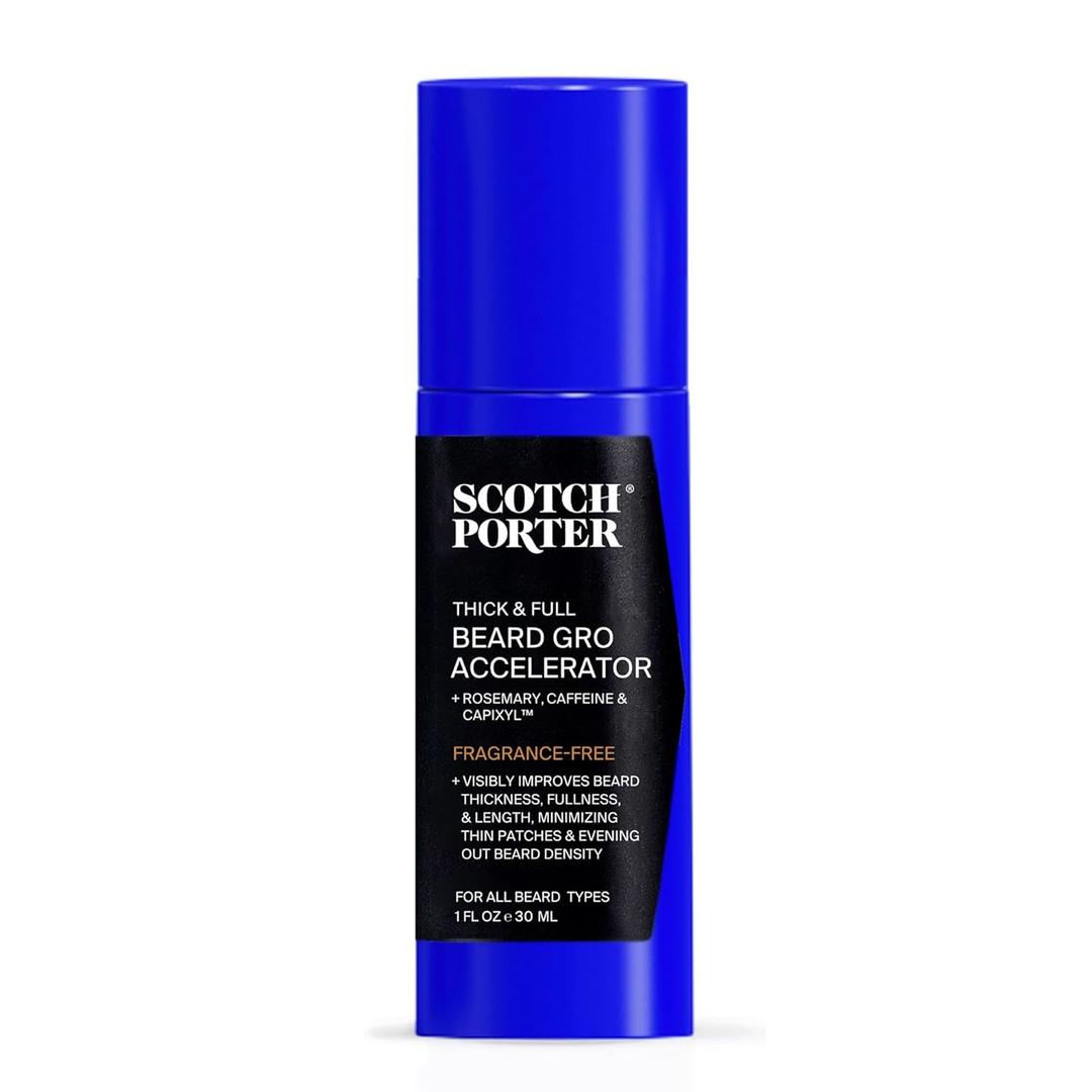 Scotch Porter Thick & Full Beard Gro Accelerator with Capixyl, Caffeine & Rosemary  Stimulates & Strengthens Follicles for a Thicker, Fuller Beard  1 oz