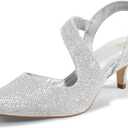 mysoft Women's Dress Shoes Low Heels 2 inch Kitten Pumps Slingback Wedding Party Medium/Wide Width Shoes (8.5)