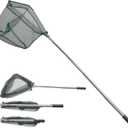 Fishing Landing Net with Aluminum Telescoping Pole 75" Long Handle,Rubber Coated Nylon Mesh,for Steelhead,Salmon,Fly,Kayak,Catfish,Bass,Trout,Shrimp,Crab,for Easy Catch & Release,Extend to 75 Inch