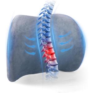 Lumbar Support Pillow for Car, Memory Foam Back Support Lumbar Pillow for Car, Gaming, Office Chair, Ergonomic for Lower Back Pain Relief, Comfortable and Soft Fabric, Crey (Lumbar Pillow Imitation Suede- Grey)