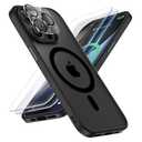 ORETECH for Magnetic iPhone 14 Pro Case, MagSafe Compatible, 15FT Drop Protection, Shockproof, Anti-Scratch, Frosted Translucent Back Phone Case with Screen & Camera Lens Protectors, Black