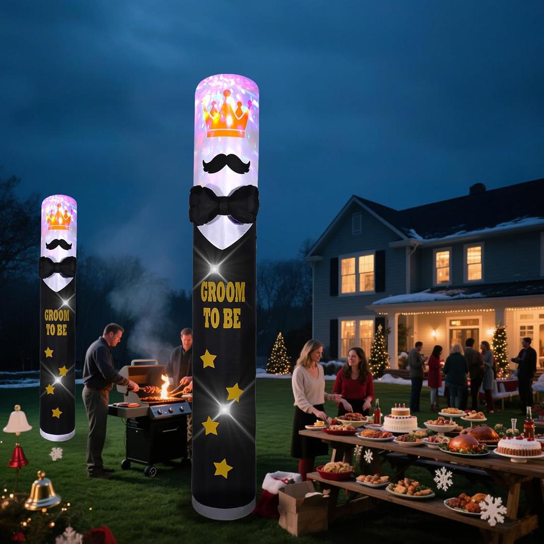 10FT Extra Large Column Bachelor Party Inflatable Decoration with LED Lights, Suitable for Outdoor use, Yards, Lawns, and Walkways for Bachelor Parties.