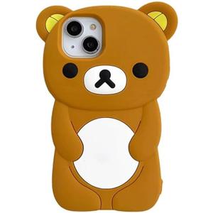 Ultra Thick Soft Silicone Case for Apple Teddy Bear Animal 3D Cartoon Japanese Cute Lovely Adorable Kawaii Kids Girls Women (Brown, for iPhone 16)