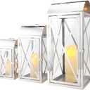 TRIROCKS Set of 3 Stainless Steel Candle Lantern 20.5/15/11'' High Decorative Outdoor Lantern Metal Candle Holder with Tempered Glass for Home Decor Living Room Parties Events Indoors Outdoors(Silver)