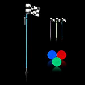 Glo-Pin Light Up Golf Flagstick Glow Kit Game with Glow in The Dark LED Golf Balls (Blue)