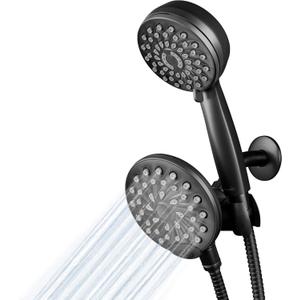 Waterpik One-Touch Dual 2-in-1 Shower System With Rain Shower Head and 7-Mode Hand Held Shower Head, Matte Black XPB-135E-765ME