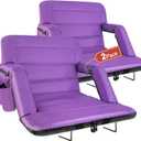 Extra Wide Stadium Seats With Back Support 2 Pack, Exclusive New Bleacher Chairs With Back and Cushion Folding Stadium Chairs, 6 Reclining Positions Waterproof Bleacher Seats (Extra Wide|25" Purple)