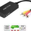 HDMI to RCA Converter, HDMI to AV 3RCA CVBs Composite Video Audio Converter Adapter Supports PAL/NTSC for TV Stick, Roku, Android TV Box, DVD ect, Black