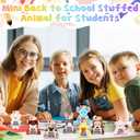 24 Pcs Welcome Back to School Gifts for Students Mini Stuffed Animals Bulk Tiny First Day of School Plush Animals Small Doll Keychain with Pencil and Sign for Party Classroom Prizes Gifts