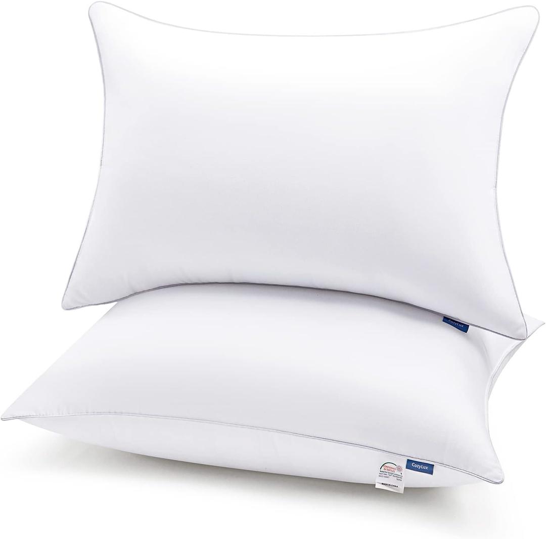 CozyLux Pillows Queen Size Set of 2, Hotel Quality Bed Pillows for Sleeping 2 Pack, Cooling Pillows for Side Back and Stomach Sleepers, Down Alternative Luxury Soft Supportive Fluffy Pillows (18x28) (Queen - 18" x 28" (Pack of 2))