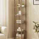 TUTOTAK Bookshelf, 6-Tier Tall Book Shelf, Narrow Bookcase for Small Space, DIY Stackable Bookshelf, for Living Room, Office, Study, Entryway, Industrial, Pure Greige BS01BG006G (6-Tier(10.7 x 14.5 x 65.3 Inches))