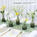 SUPMIND Glass Bud Vase Set of 5, Green Small Flower Vases for Centerpieces in Bulk, Mini Vintage Vase for Rustic Wedding, Home,Table Decoration