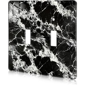 Black White Marble Pattern Acrylic Wall Plate Cover Switch Plate Covers Cover Light Switch Cover Switch Cover Decorative Double Gang Toggle Outlet Covers Switch Cover