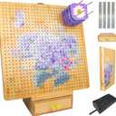 Crochet Cast Foldable Bamboo Crochet Blocking Board15 | 40 Stainless Steel Rods, Hydrangea Art, CarryBag & Drawer, AntiSlip Dots | GrannySquare & Knitting Projects 0.8" Thick Adjustable Mat