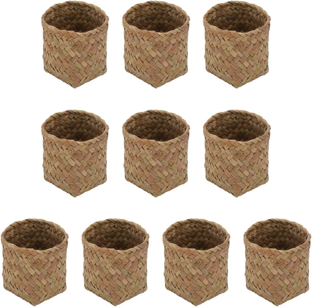 Mini Straw Basket Party Favor Container Small Woven Box Candy Holder for Wedding Home D Cor and Storage