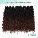 8 Packs Goddess Locs Crochet Hair 14 Inch,Boho Faux Locs Crochet Hair with Curly Ends,River Locs Crochet Braids for Black Women TBUG#