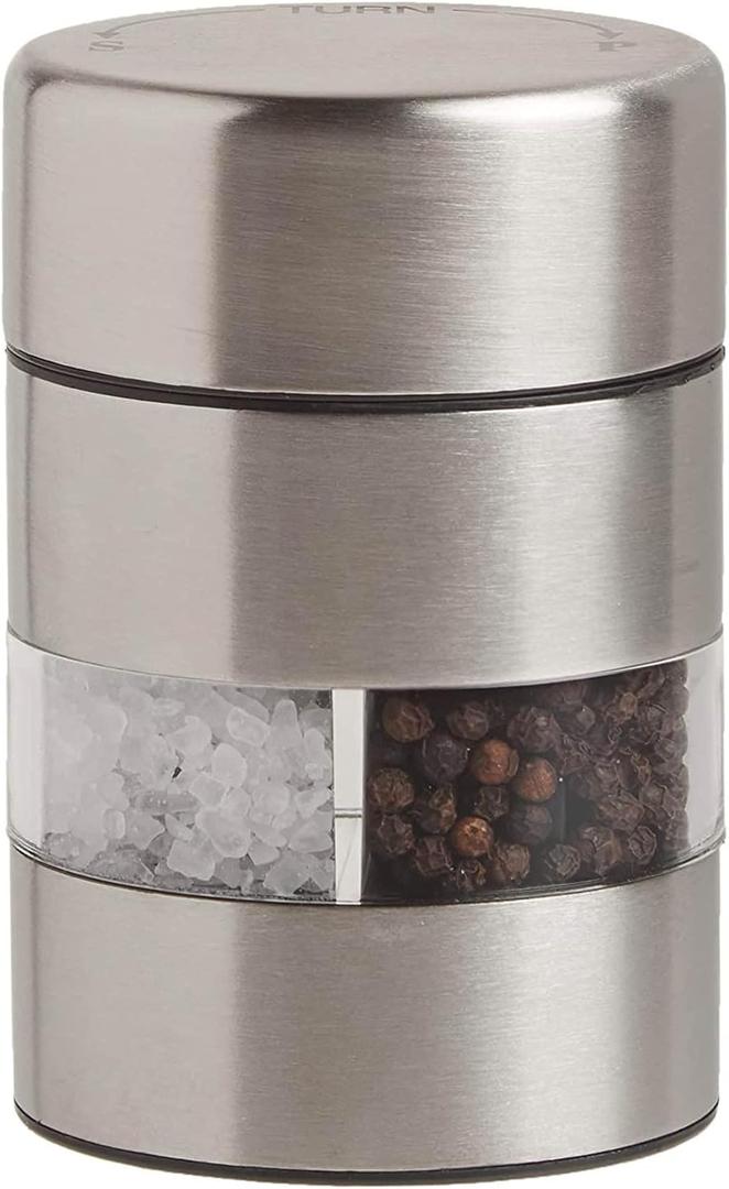 Olde Thompson Stainless Steel Pepper & Salt Mill, Dual Grinder 2-in-l