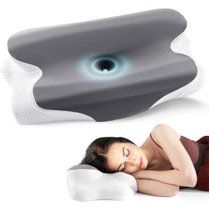 Cervical Pillow for Neck and Shoulder Relief, Cooling Memory Foam Pillow for Sleeping, Ergonomic Neck Support Pillow Contour Bed Pillow for Back Side Stomach Sleepers with Pillowcase