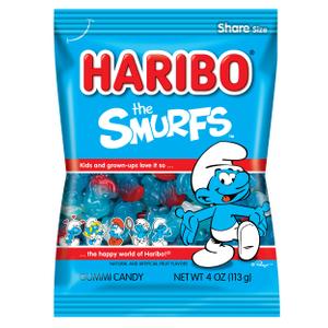 HARIBO Smurfs Sweet Gummy Candy, 4 oz. Bag (Pack of 12) (EXP 01/02/27)