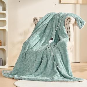 AEPINBH Electric Blanket, Heated Blanket with 6 Heat Levels & 10 Hours Auto Off, Soft Checked Flannel Fast Heating Blanket with ETL & FCC Certification (Green, 62"X84")