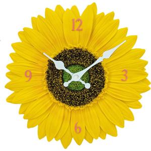 Outdoor Wall Clock for Garden, Patio and Deck, Sunflower 12in Garden Clock Waterproof Clocks -Not Silent (Sunflower)