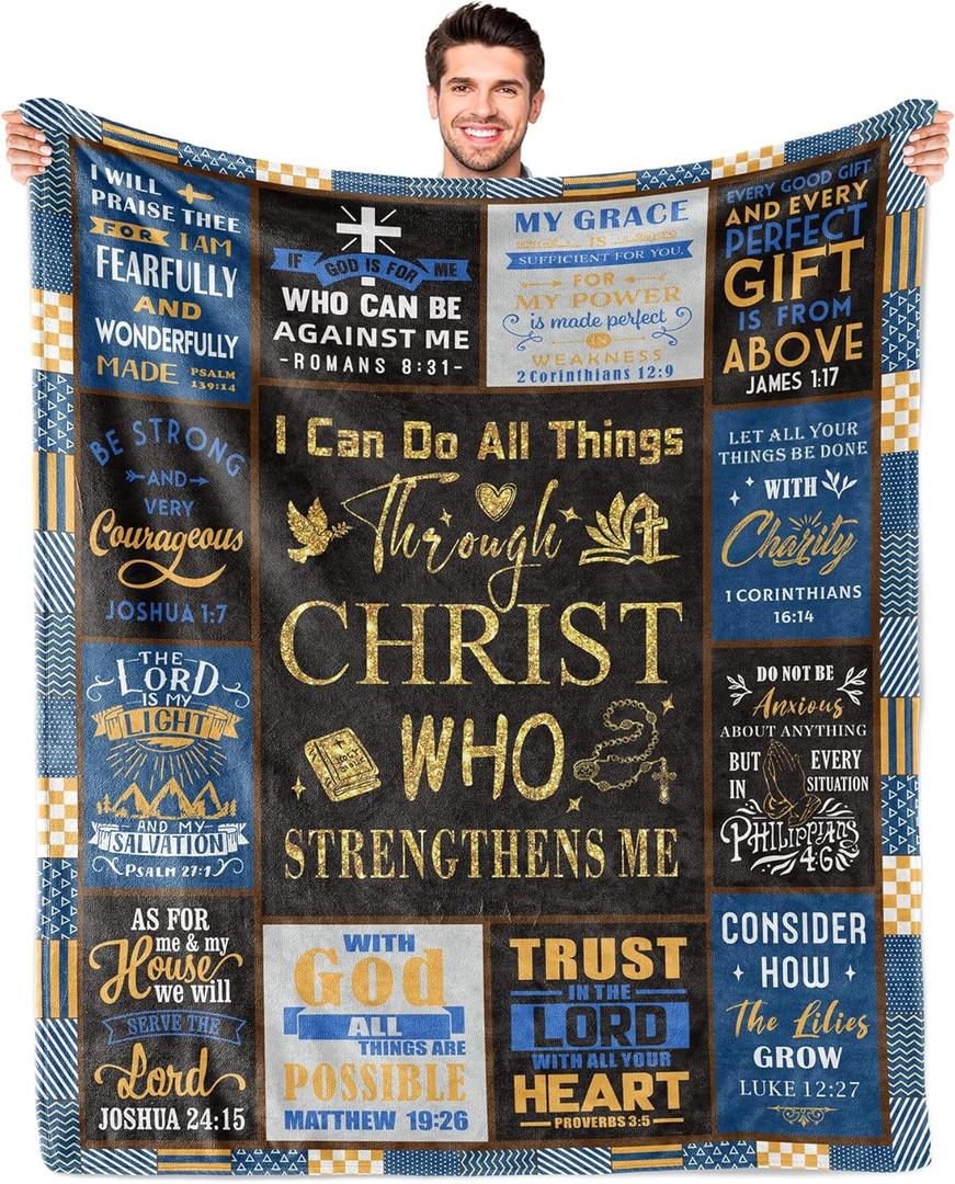 Christian Gifts for Men, Christian Gifts, Baptism Gifts for Boys, Religious Gifts for Men, Confirmation Gifts for Teenage Boys, Bible Catholic Gifts Blanket 60"X50"