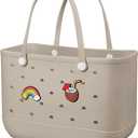 Beach Bag Rubber Tote Bag - Waterproof Travel Bag for Women Washable Tote Bag Handbag for Sports Beach Market Pool (Large, Apricot)