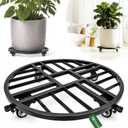 18" Round Metal Plant Caddy with Wheels Heavy Duty, 500lbs Capacity Rust-Proof Plant Stand with Lockable Caster Wheels, Rolling Plant Dolly for Large Planter Pots & Heavy Objects, Indoor Outdoor