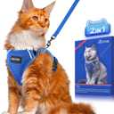 Halypet Cat Harness and Leash Set [ MAX Safety 3rd Gen ] Escape Proof Cat Harness Soft Adjustable Cat Leash Breathable Comfortable Vest Easy to Wear Kitten Harness for Outdoor Walking, M Blue