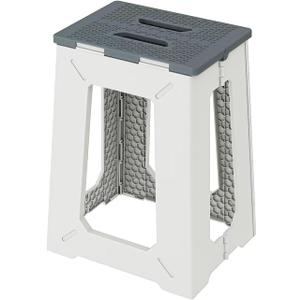 Foldable Bath Shower Safety Chair Seat, 17.7" High Anti-Slip Bench Bath tub Stool for Elderly or Seniors (ShowerChair Grey)