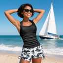 RONGTAI Girls Swimsuits Bikini Swimwear 3 Pcs Summer Bathing Suits for 8-15Y Teens (Black)