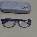 Autojouls 1-Pack Nearsighted Glasses for Distance with Hard Case Blue Light Spring Hinge Glasses Not Reading Glasses, 197 Matte Blue Frame -1.75 x