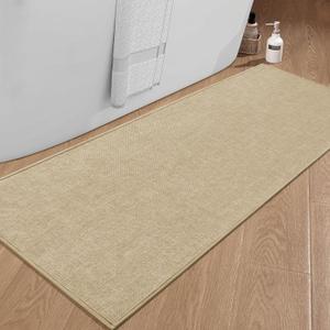 chakme Bathroom Rugs Mat 59"x25", Ultra Thin Non Slip Bath Mat Large Quick Dry Absorbent Bath Mat for Bathroom Floor, (Light Beige, 59"x25") (2' x 4'11" (Rectangular))