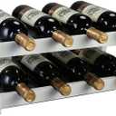 Bamboo Wine Rack, 8 Bottles Tabletop Wine Holder, Free Standing Countertop Wine Storage Shelf Rack, White